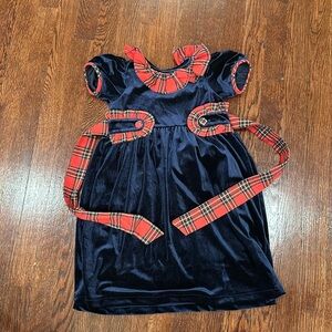 Smockingbird Kids Navy Christmas Dress Size 5
